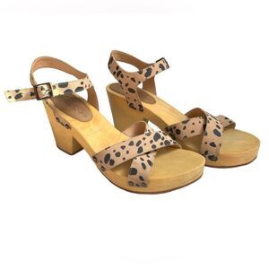 Leopard Print Block Heel Sandals